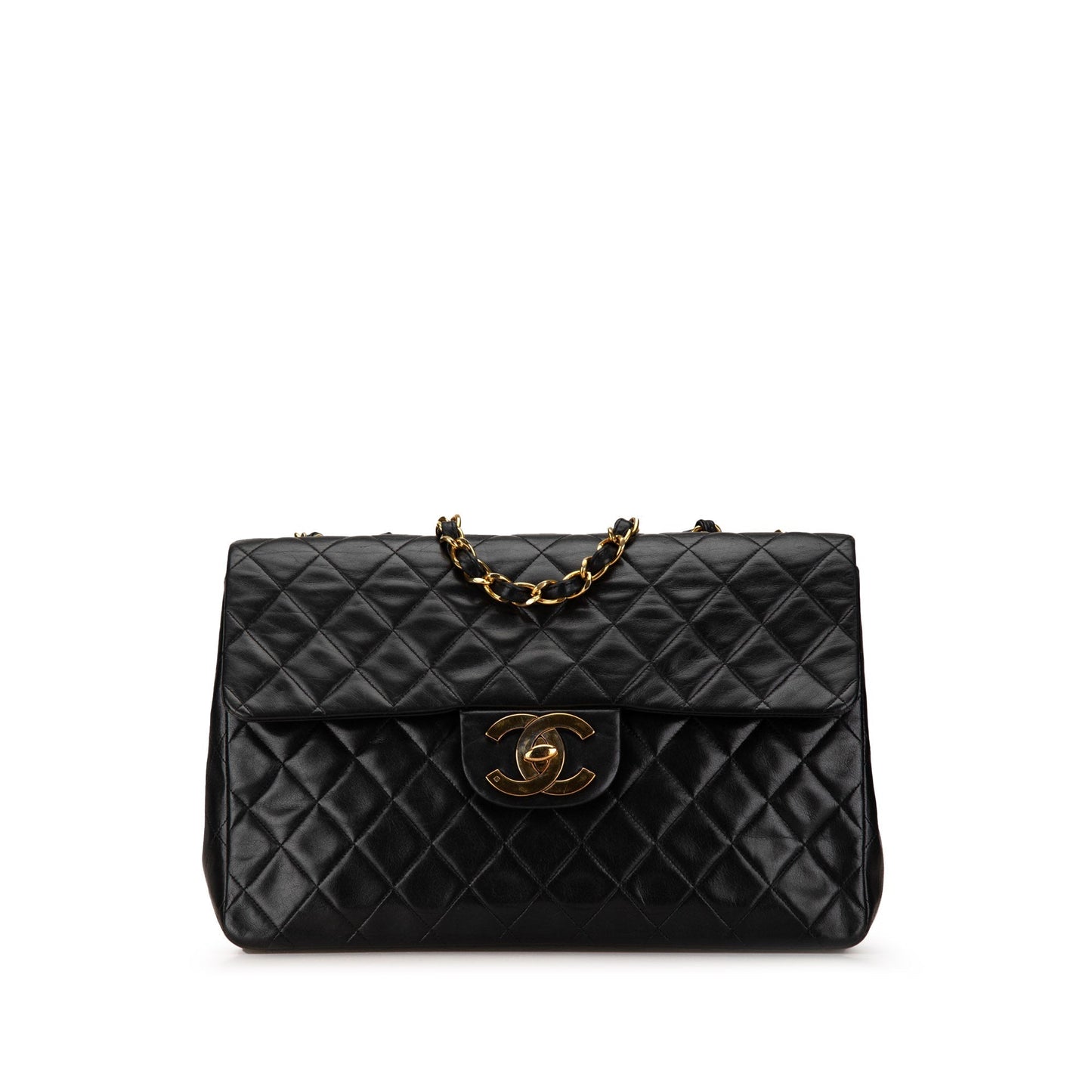 Black Chanel Maxi XL Classic Lambskin Single Flap Shoulder Bag