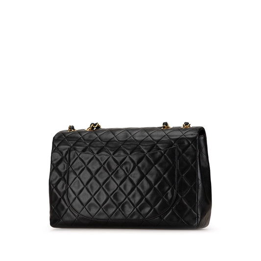 Black Chanel Maxi XL Classic Lambskin Single Flap Shoulder Bag