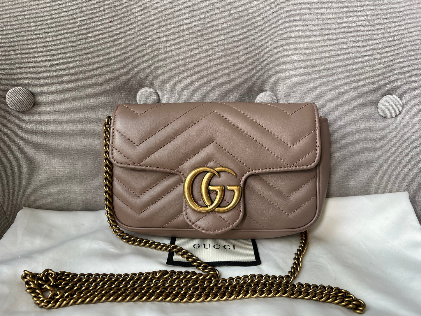 Gucci GG Dusty Pink Marmont Super Mini Shoulder Bag