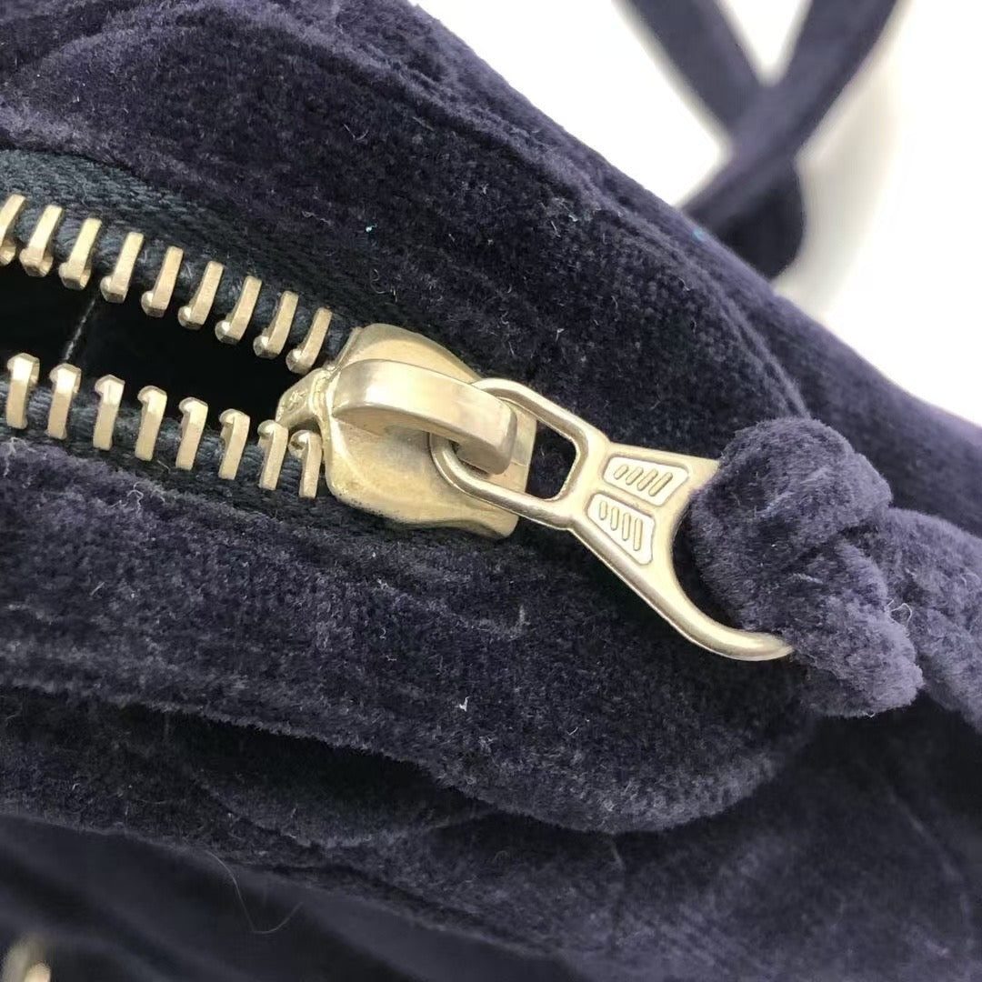 Chanel Navy Velvet Shoulder Flap Blackpack Vintage Silver HW, 1996