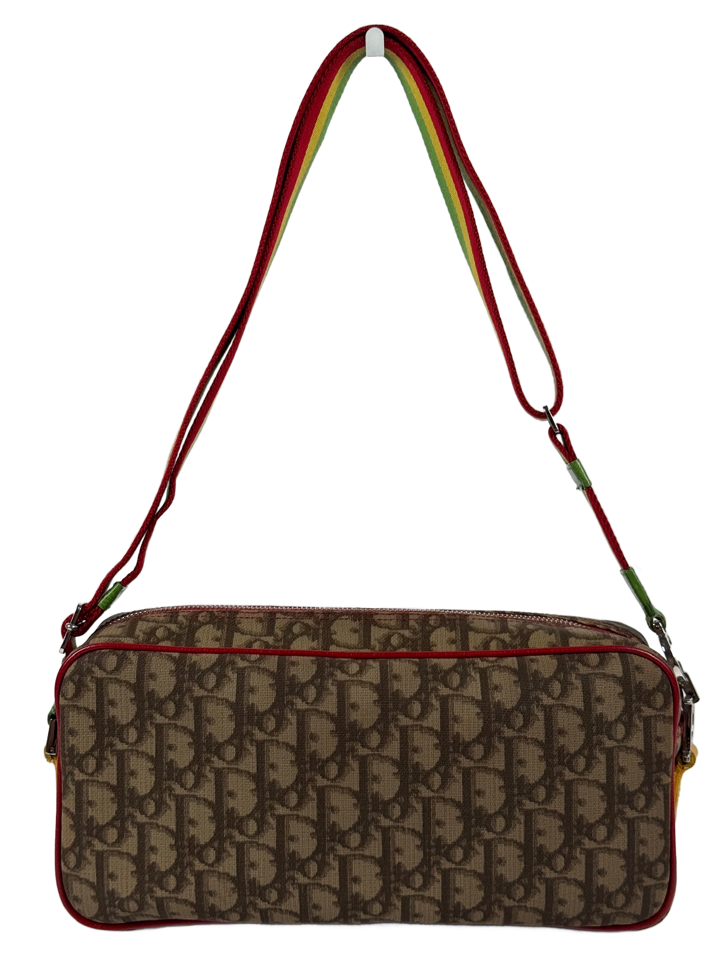 Dior Vintage 2004 Rasta Trotter Monogram Canvas 2 Camera Shoulder & Crossbody Bag