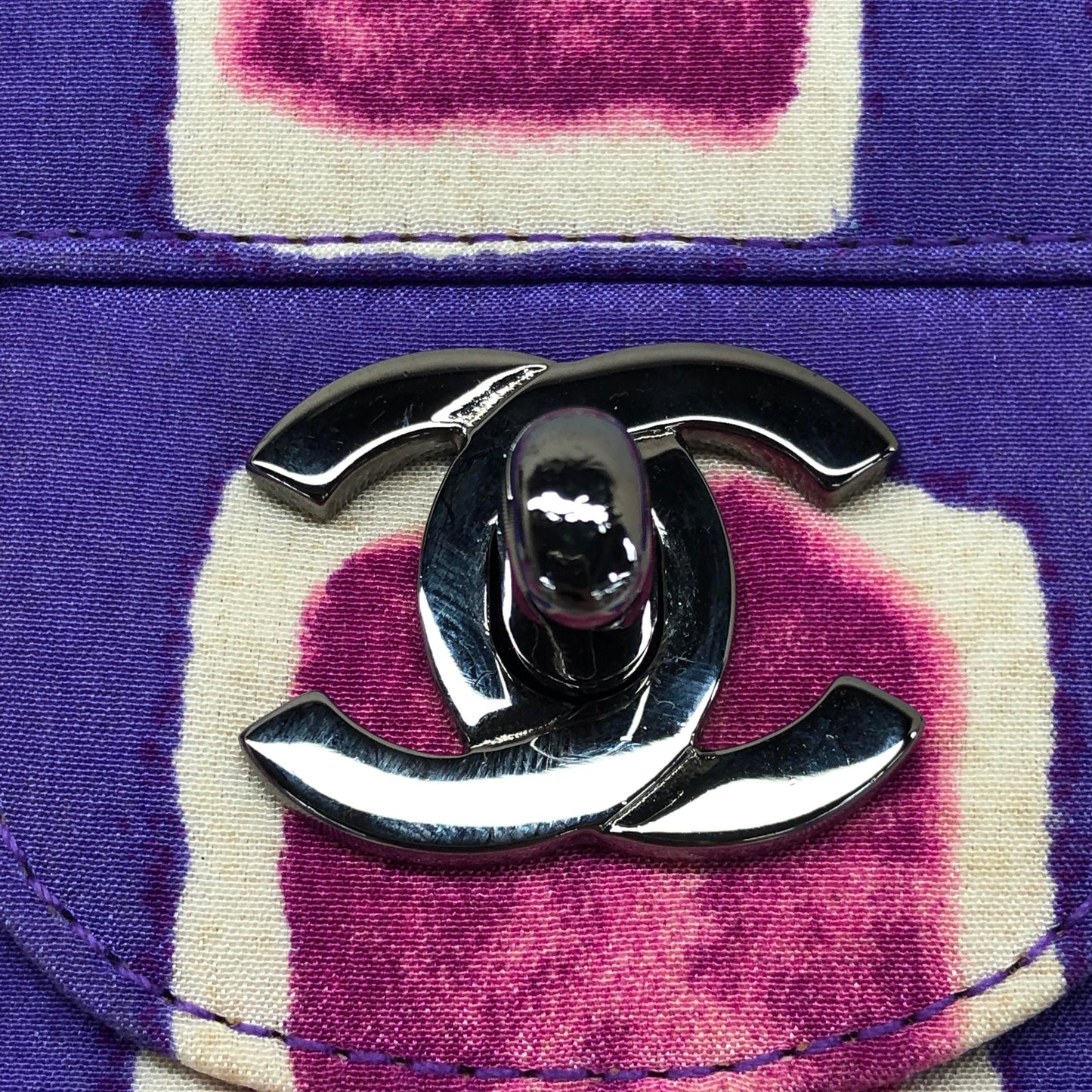 Chanel Flap Shoulder Bag Frame Purple Pink Cloth 2000-2002 Single Chain