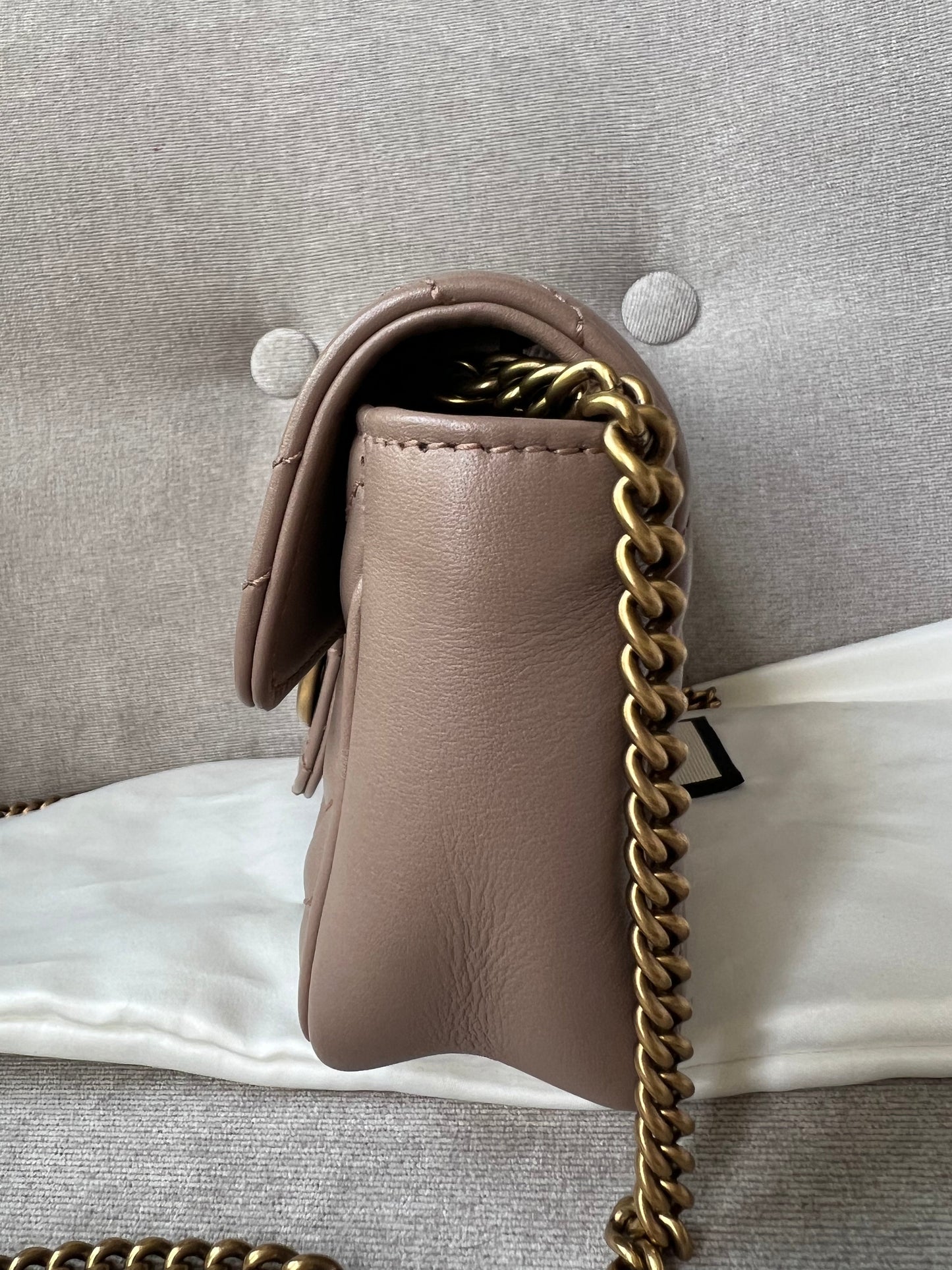 Gucci GG Dusty Pink Marmont Super Mini Shoulder Bag