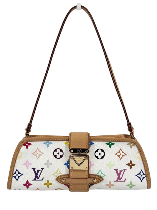 Louis Vuitton Vintage 00s Multicolor Blanc / White Monogram Shirley Pochette Shoulder Clutch Bag