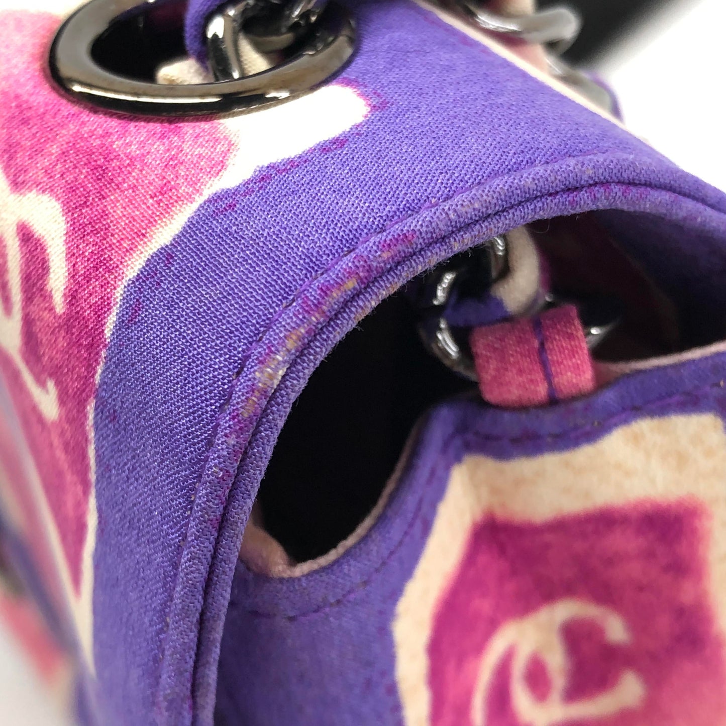 Chanel Flap Shoulder Bag Frame Purple Pink Cloth 2000-2002 Single Chain