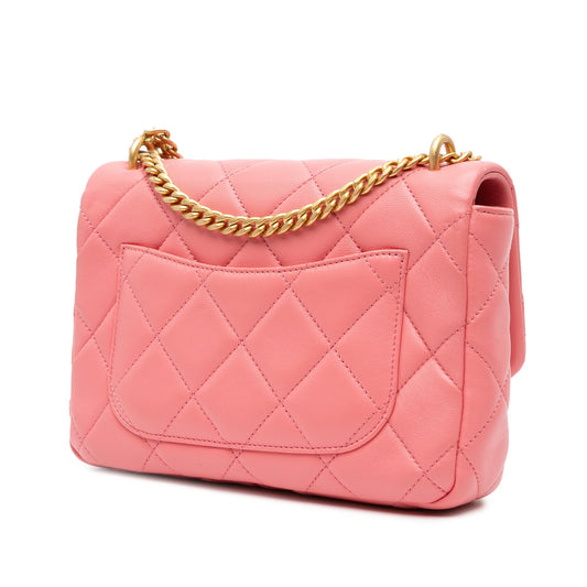 Pink Chanel Small Lambskin Pending CC Flap Shoulder Bag