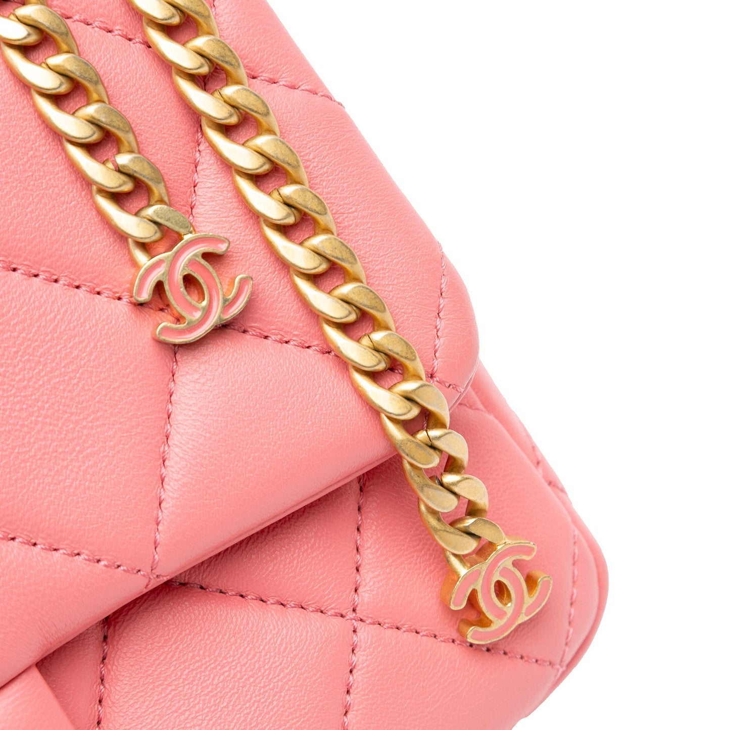 Pink Chanel Small Lambskin Pending CC Flap Shoulder Bag
