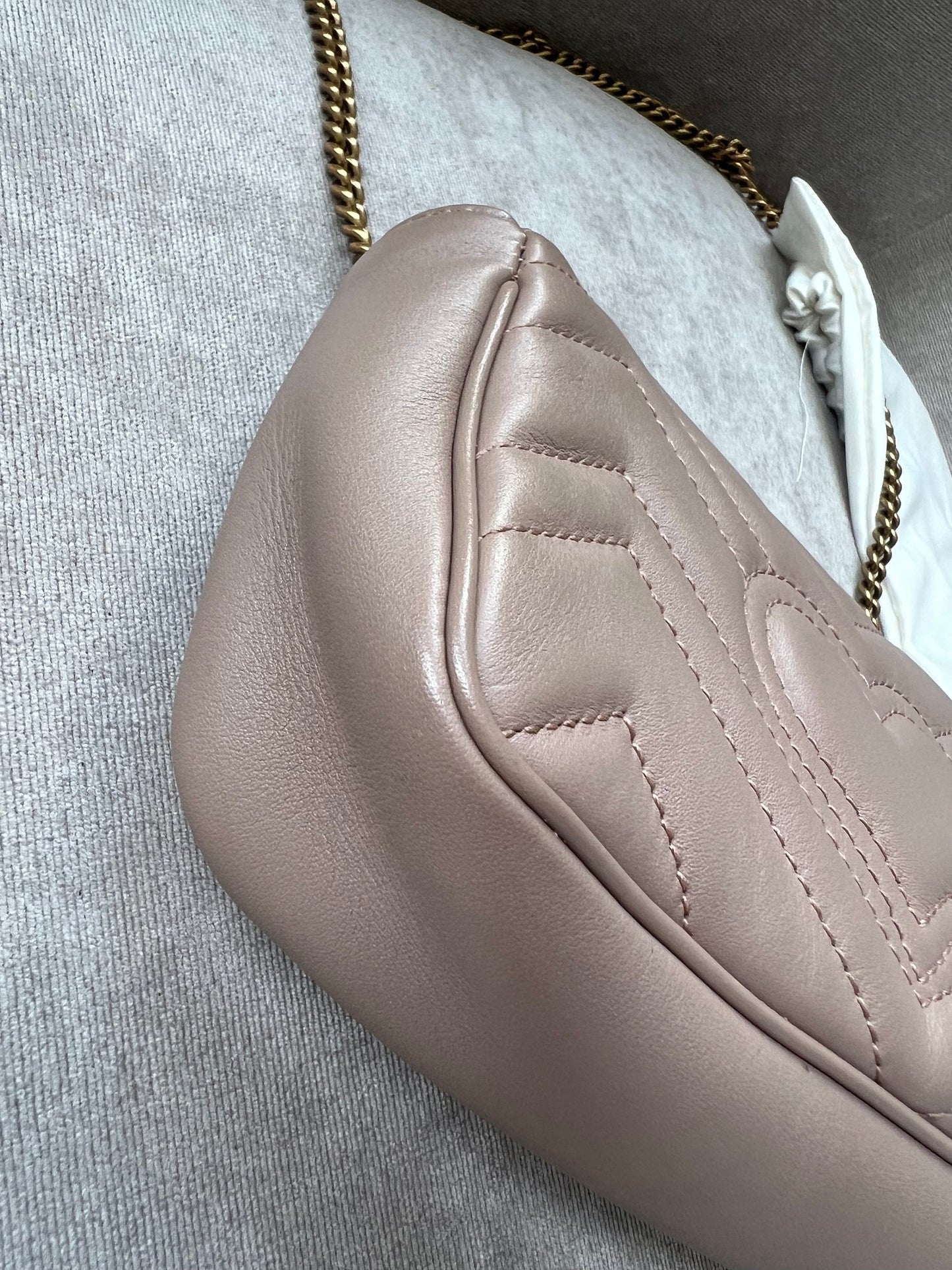 Gucci GG Dusty Pink Marmont Super Mini Shoulder Bag