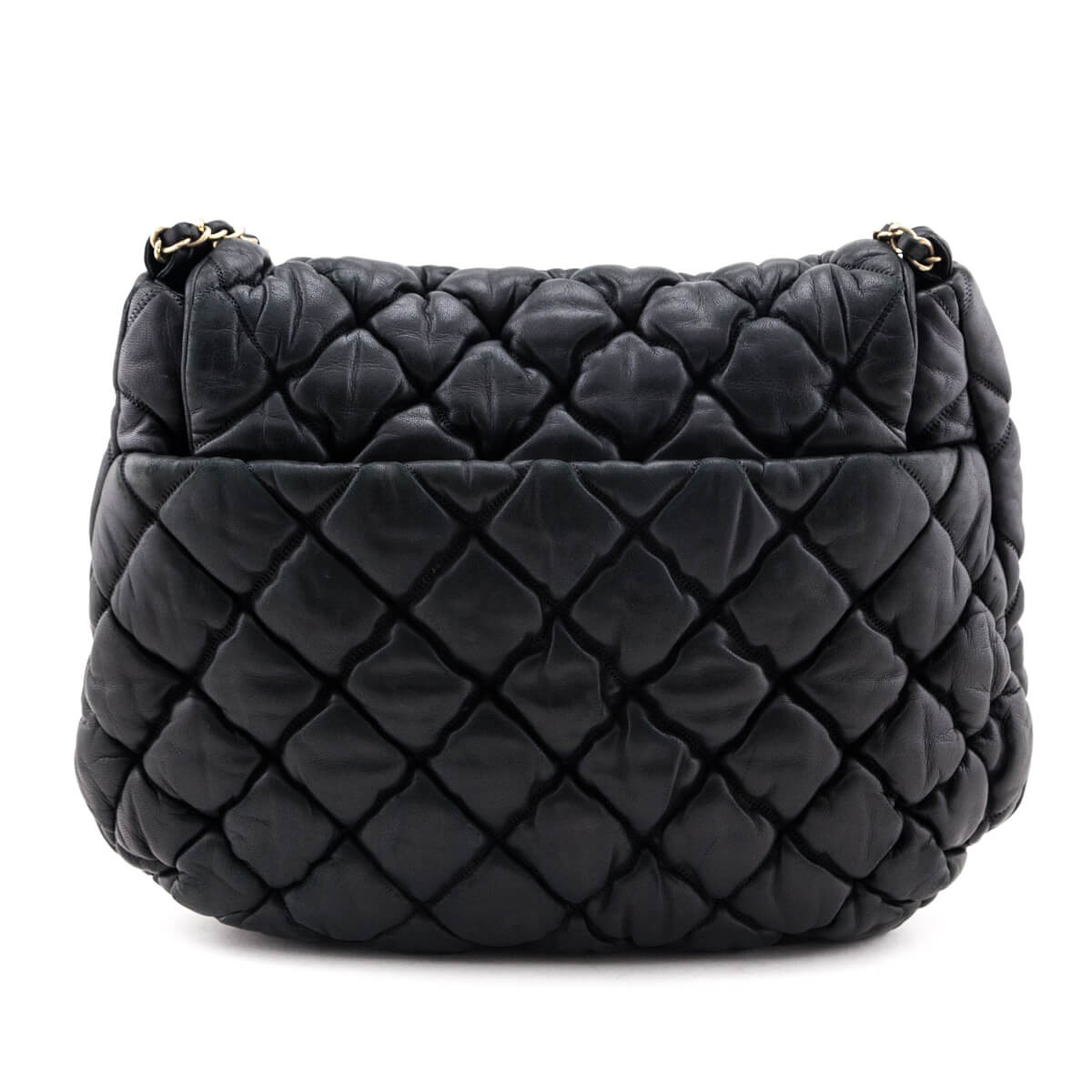 Chanel Black Quilted Lambskin Bubble Large Flap Shoulder Bag