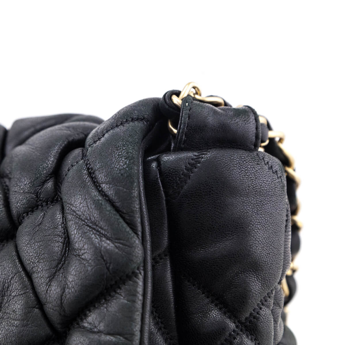 Chanel Black Quilted Lambskin Bubble Large Flap Shoulder Bag