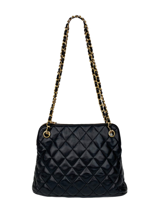 Chanel Black Vintage 90s Lambskin Shoulder Bag