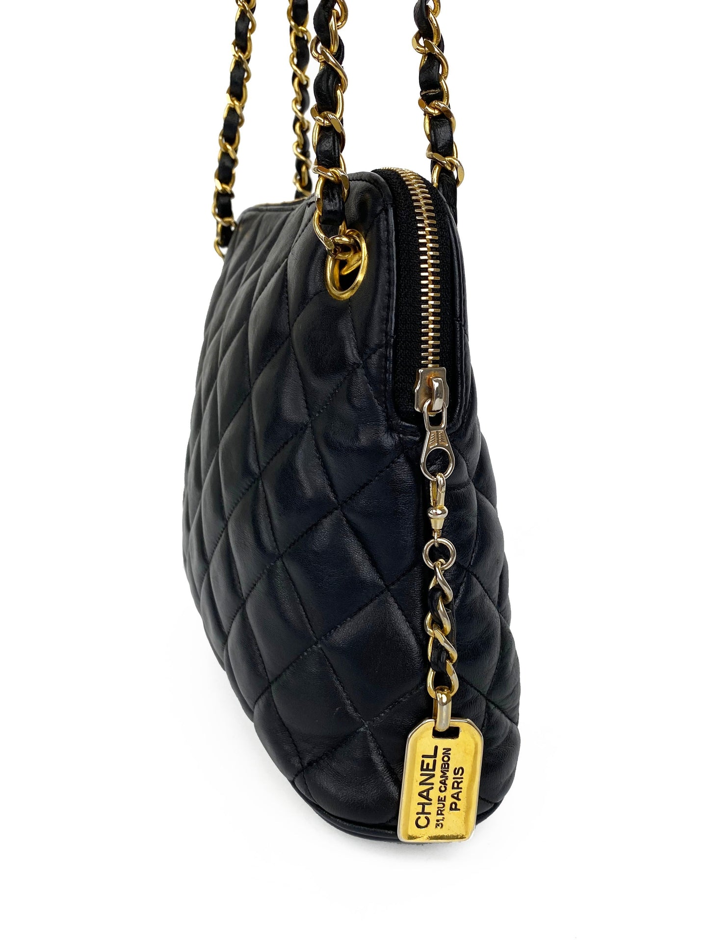 Chanel Black Vintage 90s Lambskin Shoulder Bag