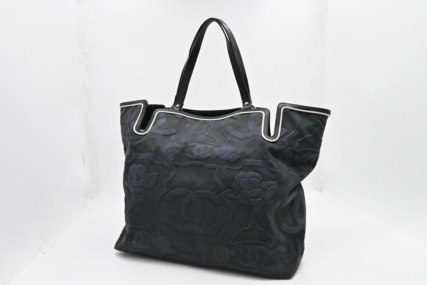Chanel Camellia Tote in Black Canvas