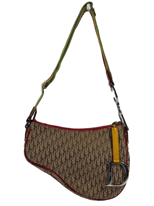 Dior Vintage 2004 Rasta Brown Trotter Monogram Canvas Saddle Crossbody Bag