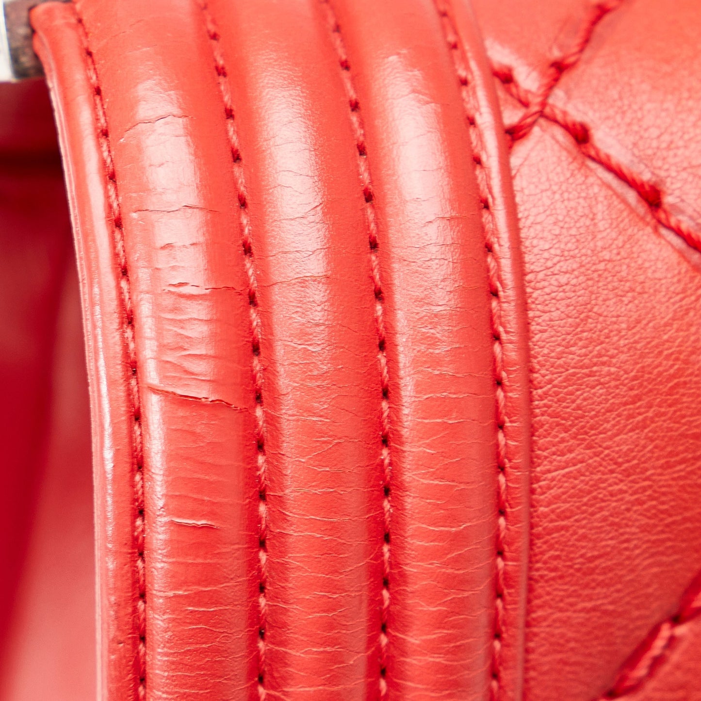 Red Chanel Small Calfskin Double Stitch Boy Flap Shoulder Bag