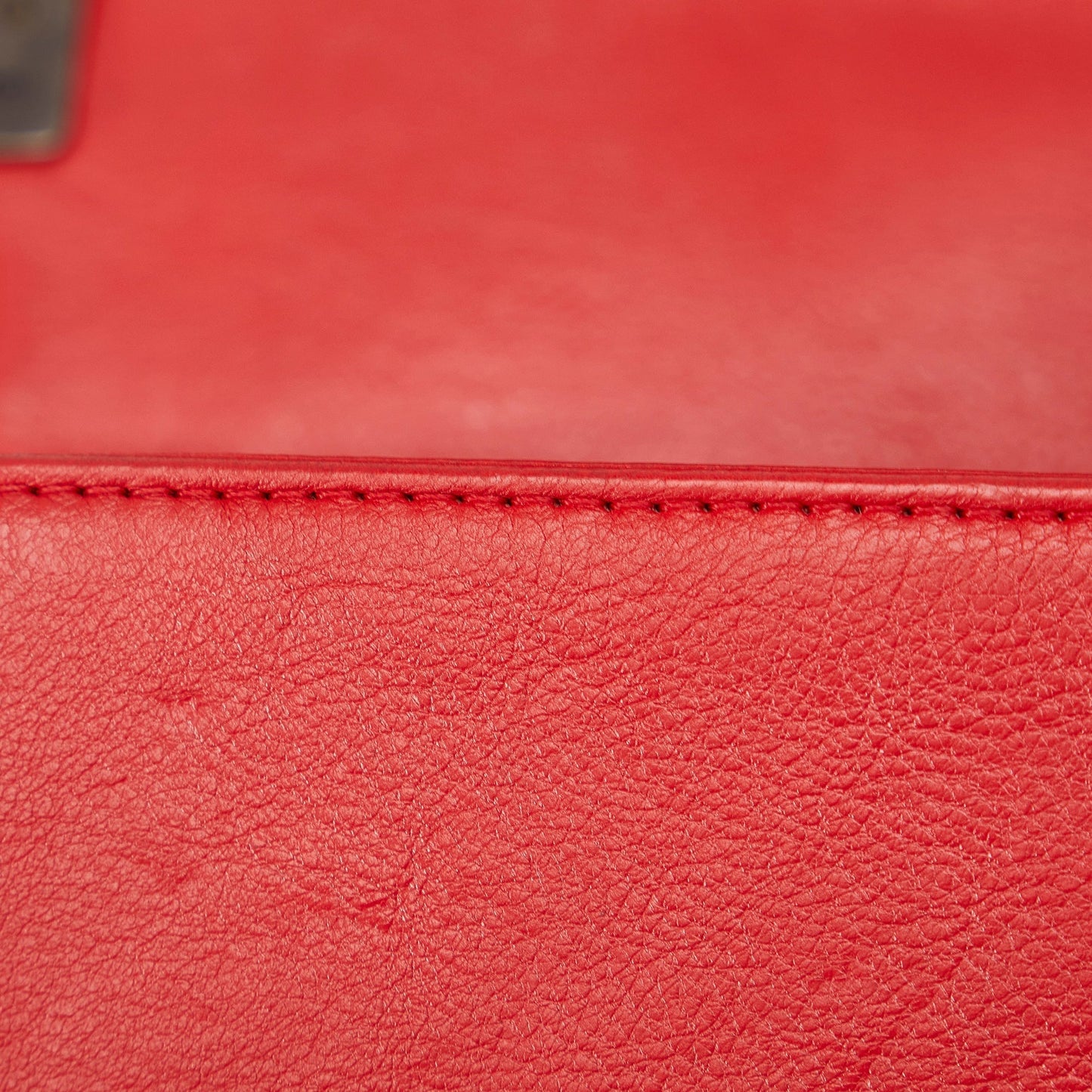 Red Chanel Small Calfskin Double Stitch Boy Flap Shoulder Bag