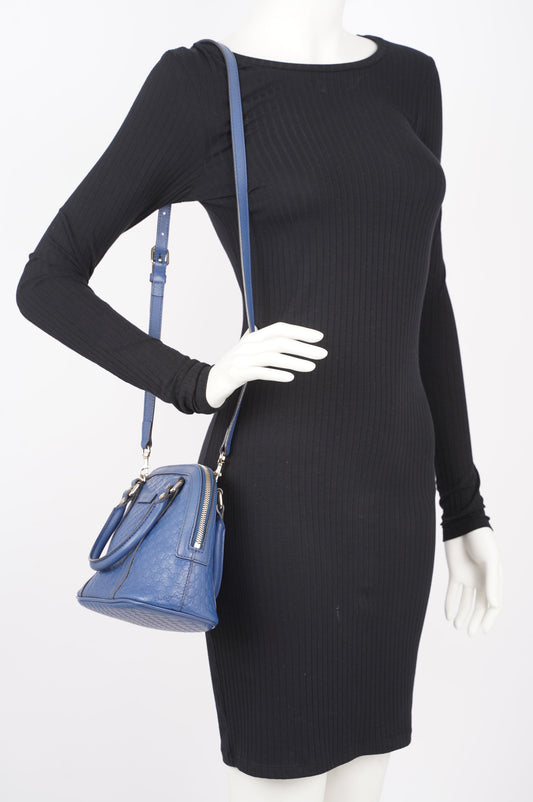 Gucci Womens Dome Bag Blue Leather Small