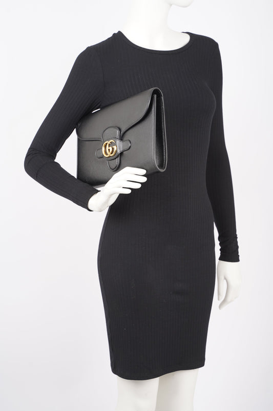 Gucci Womens Marmont Clutch Bag Black / Gold