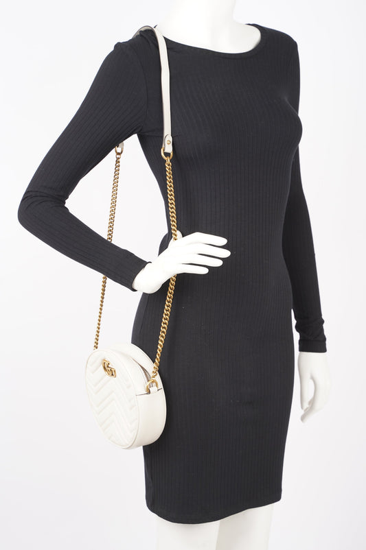 Gucci Womens Marmont Round Bag White / Gold