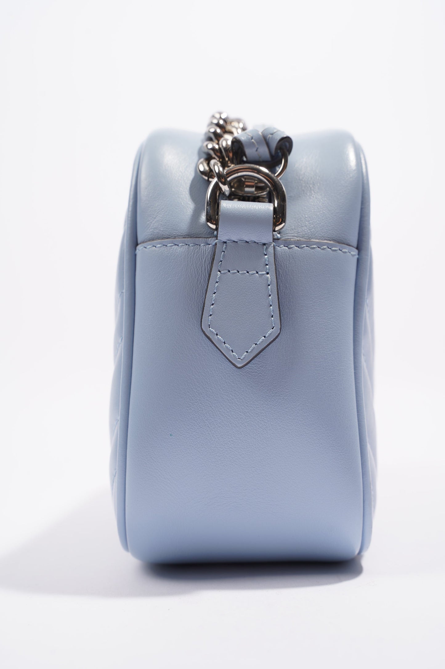 Gucci Womens GG Marmont Zip Bag Blue Leather Small