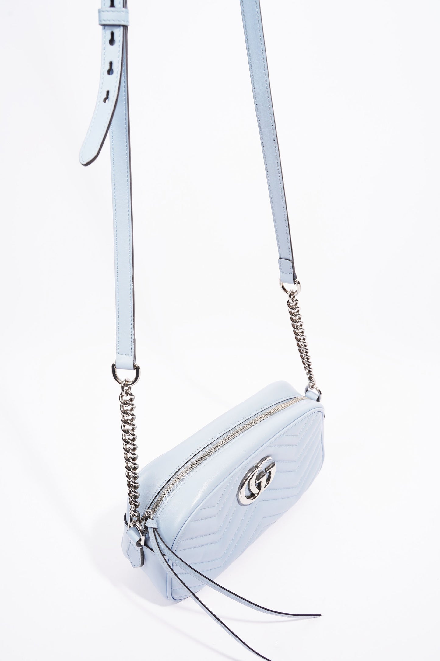 Gucci Womens Marmont Bag Blue Leather Small