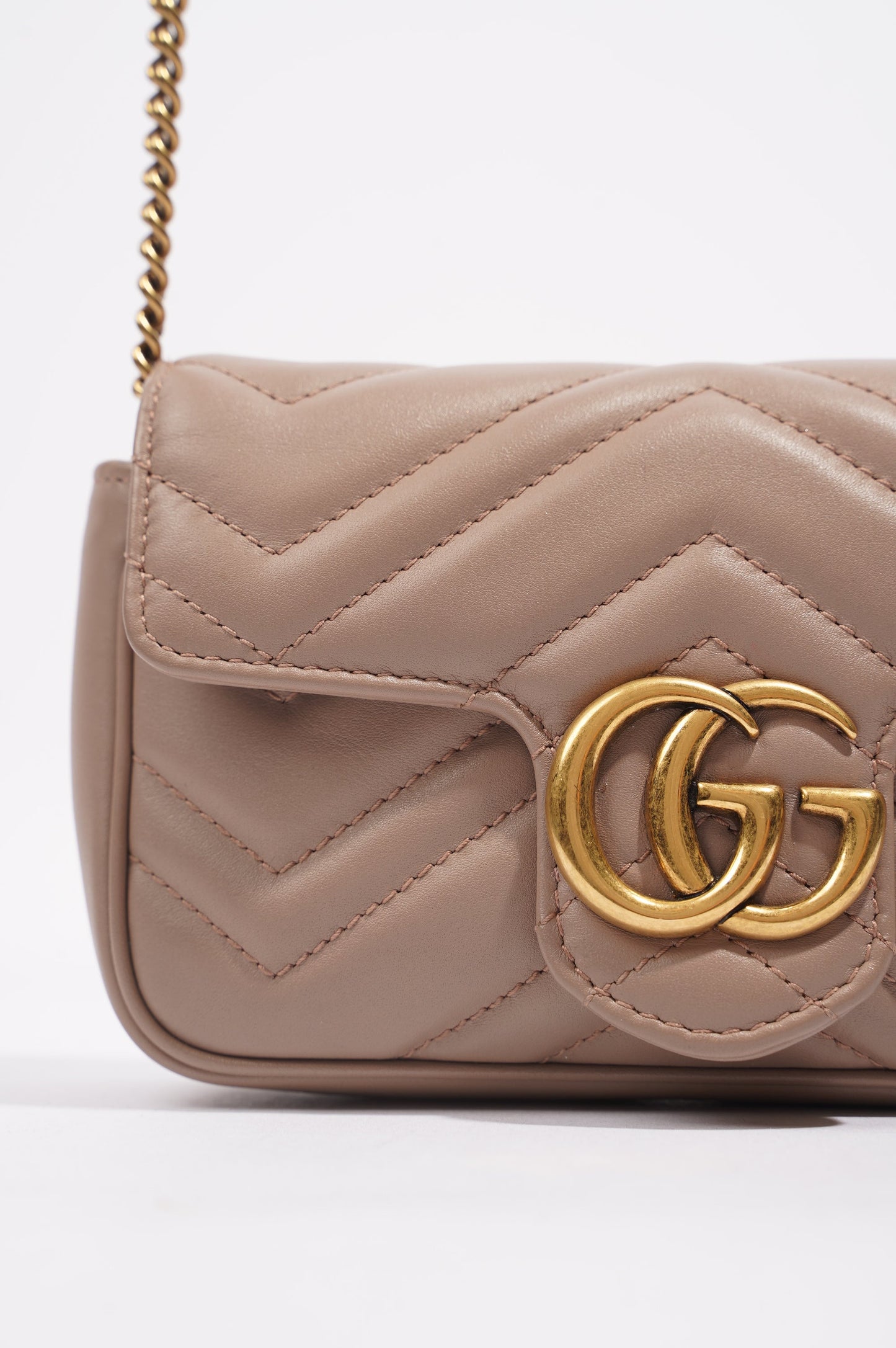 Gucci Womens GG Marmont Matelasse Pink Leather Super Mini