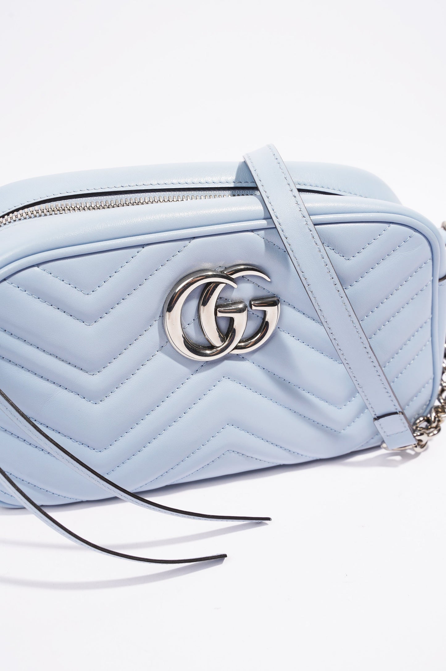 Gucci Womens Marmont Bag Blue Leather Small