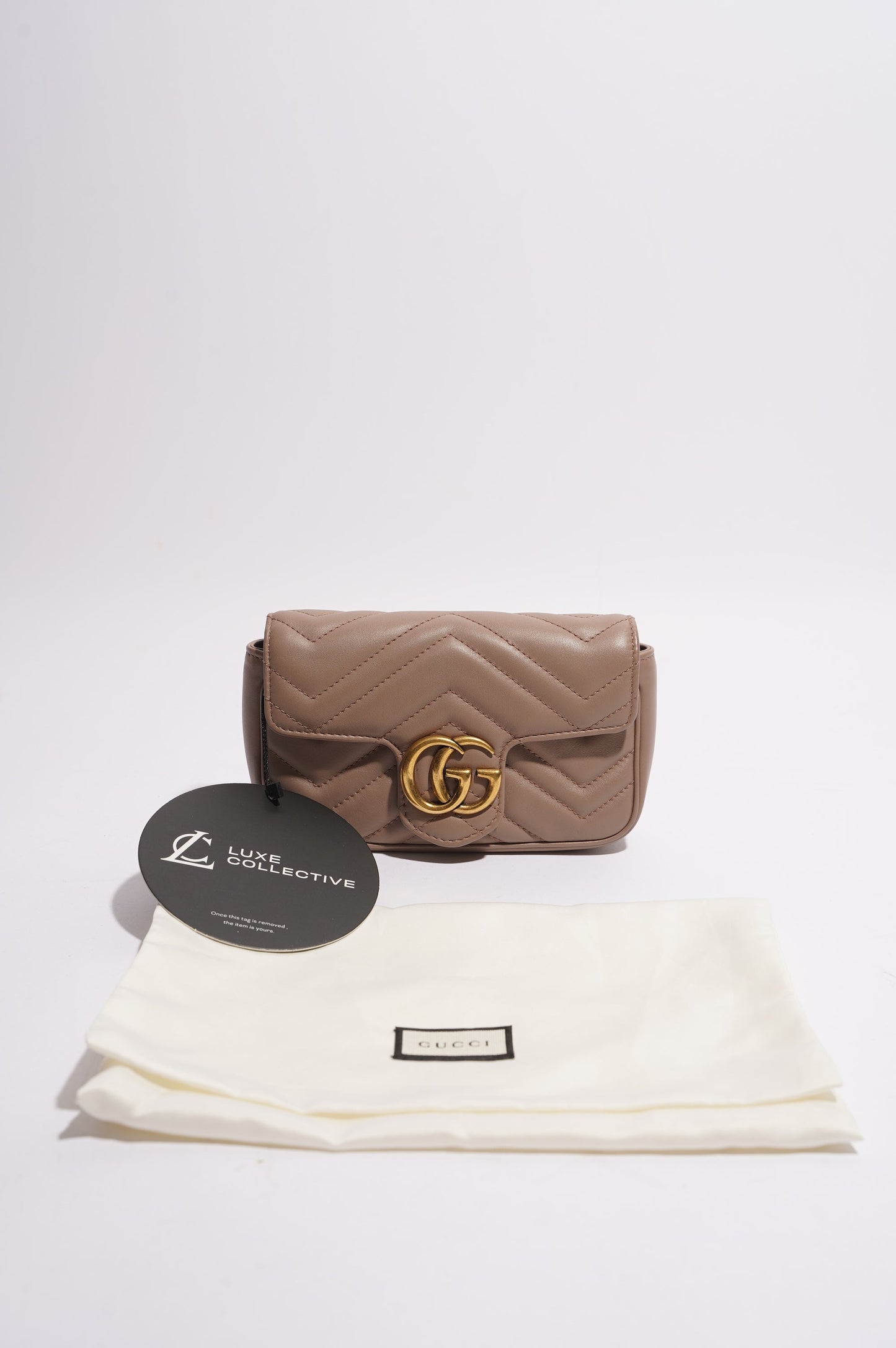 Gucci Womens GG Marmont Matelasse Pink Leather Super Mini