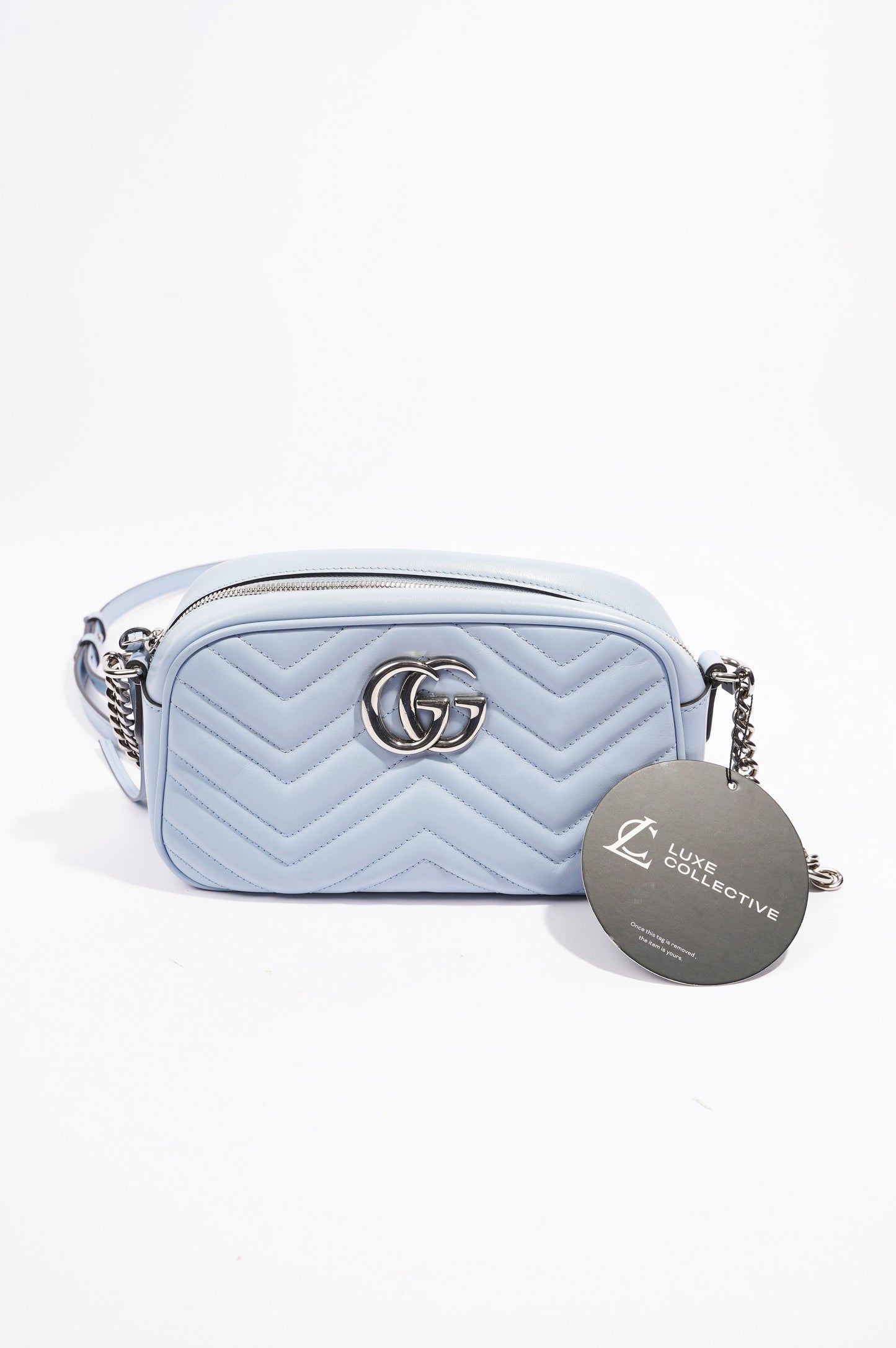 Gucci Womens Marmont Bag Blue Leather Small