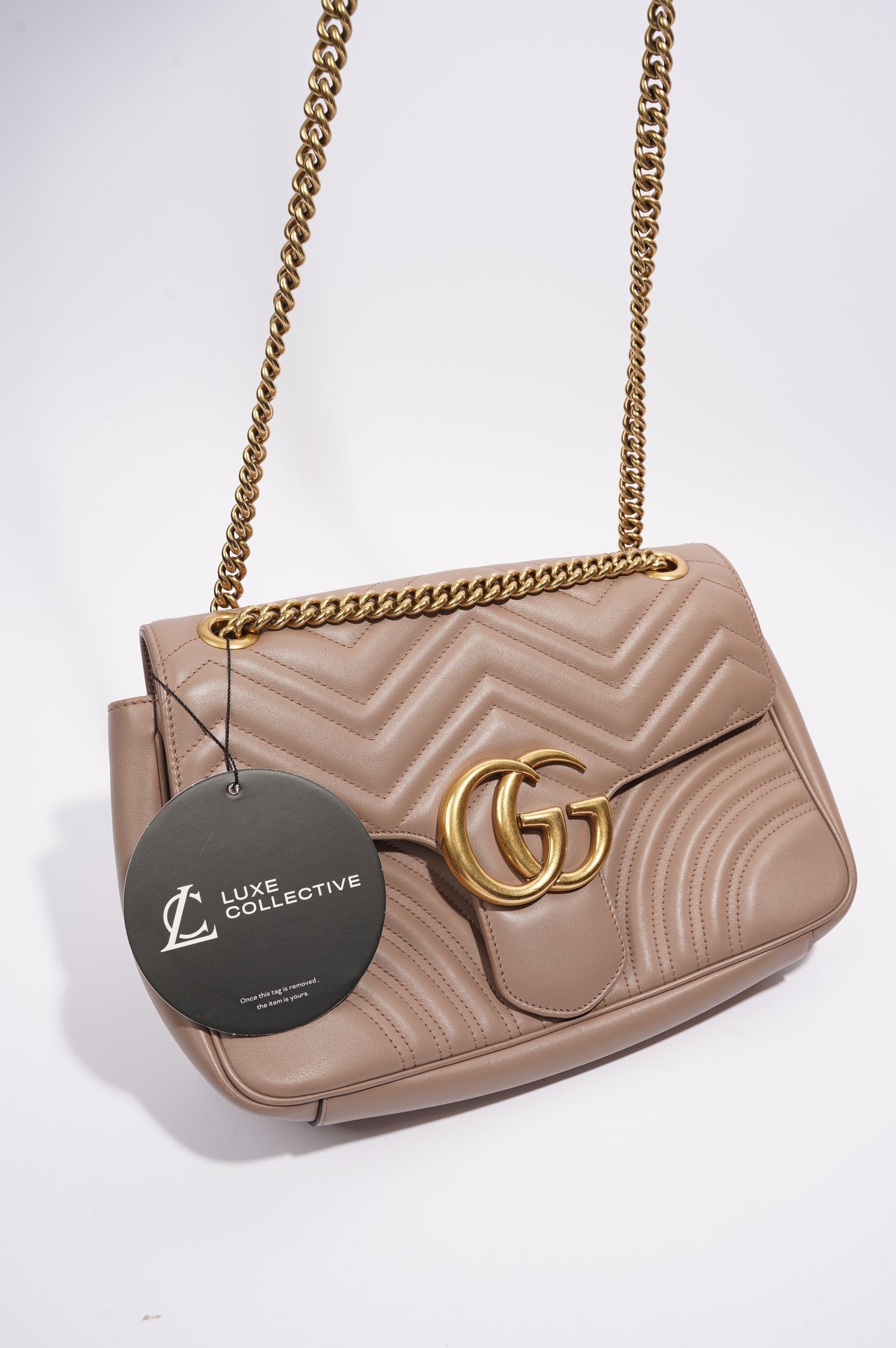 Gucci Womens Marmont Flap Nude Medium
