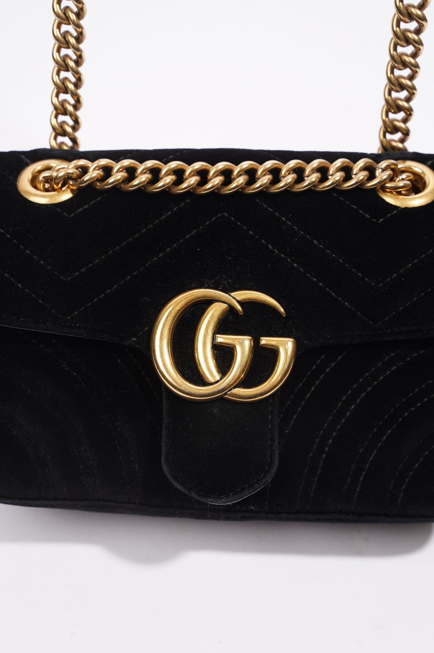Gucci Womens Marmont Flap Bag Black Velvet Mini