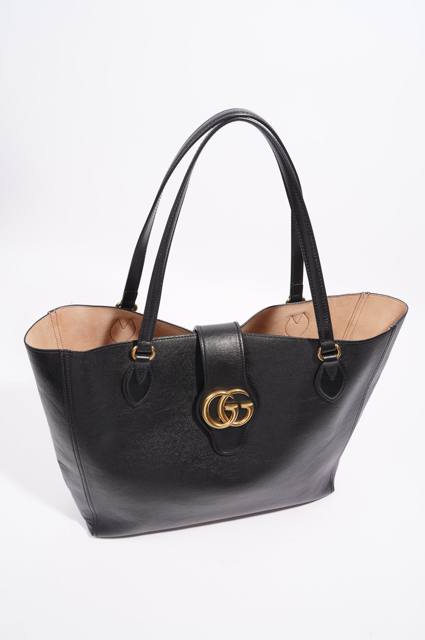 Gucci Dahlia Double G Tote Black Leather Medium
