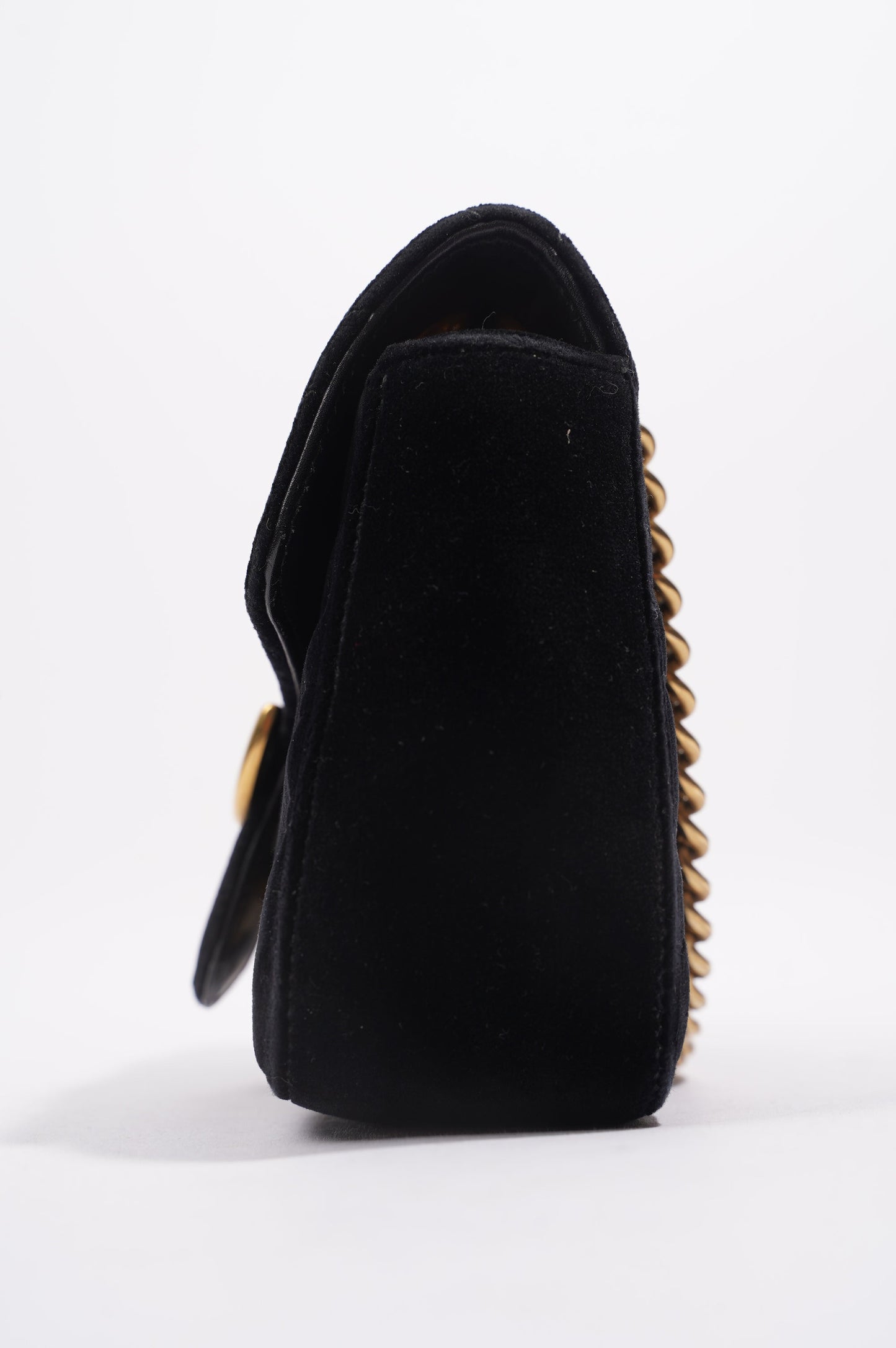 Gucci Womens Marmont Flap Bag Black Velvet Mini