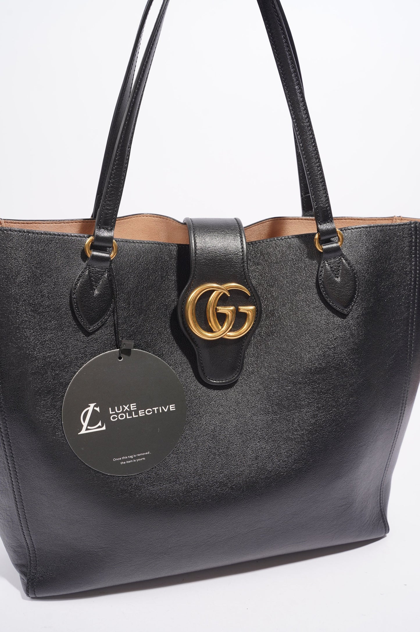 Gucci Dahlia Double G Tote Black Leather Medium