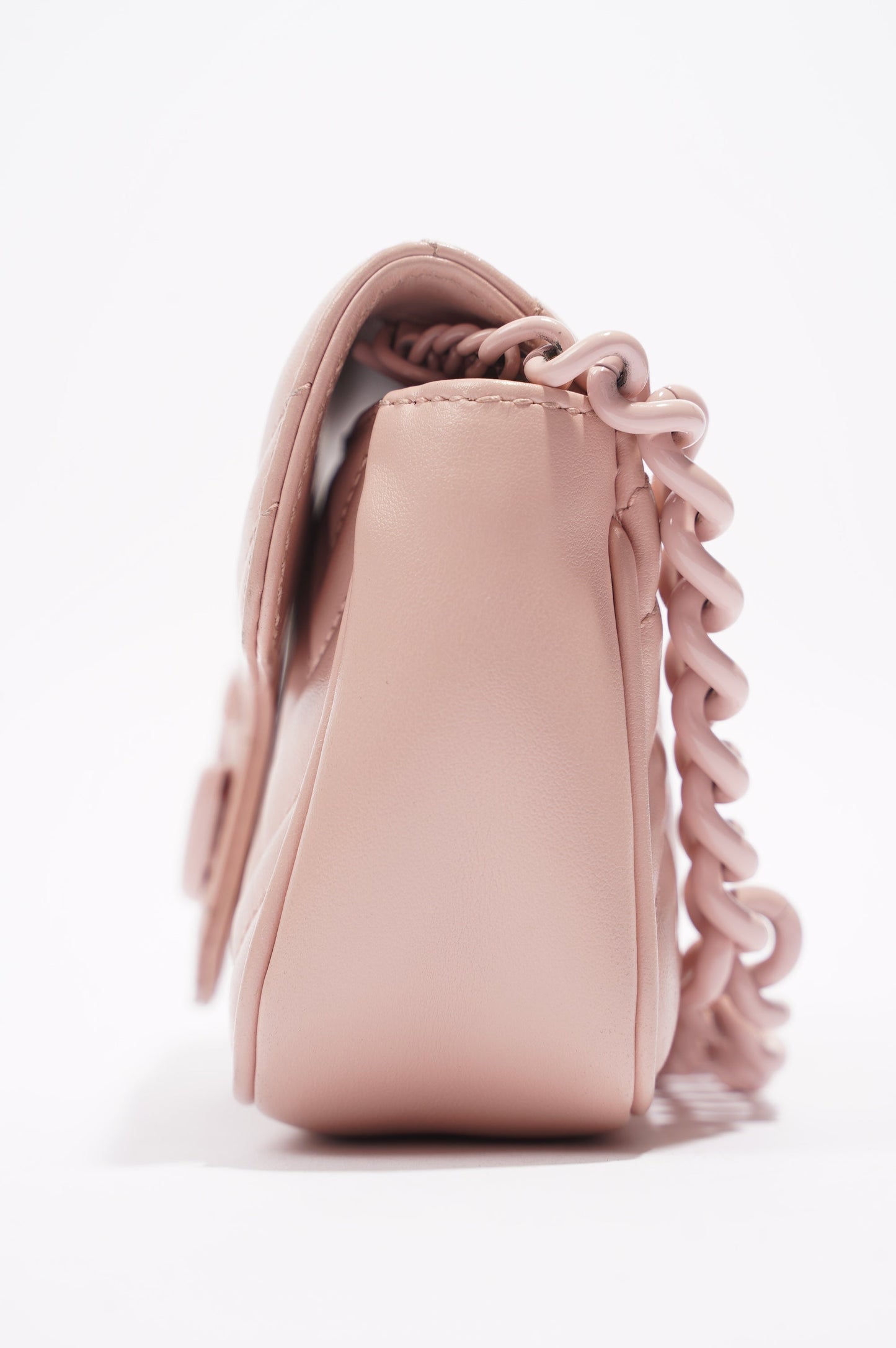 Gucci Womens GG Marmont Chain Belt Bag Pink Leather