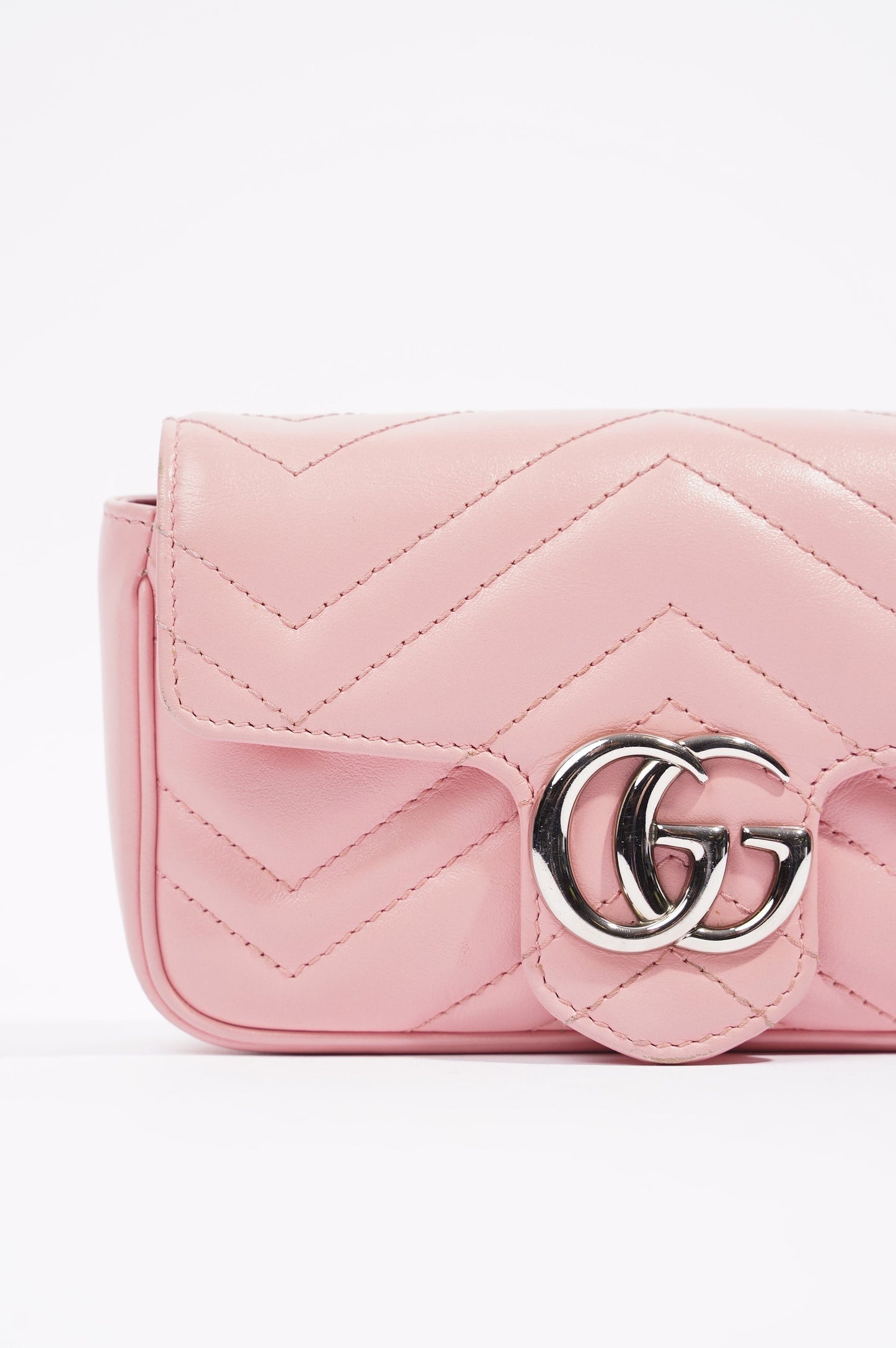 Gucci Womens Marmont Flap Pink / Silver Super Mini