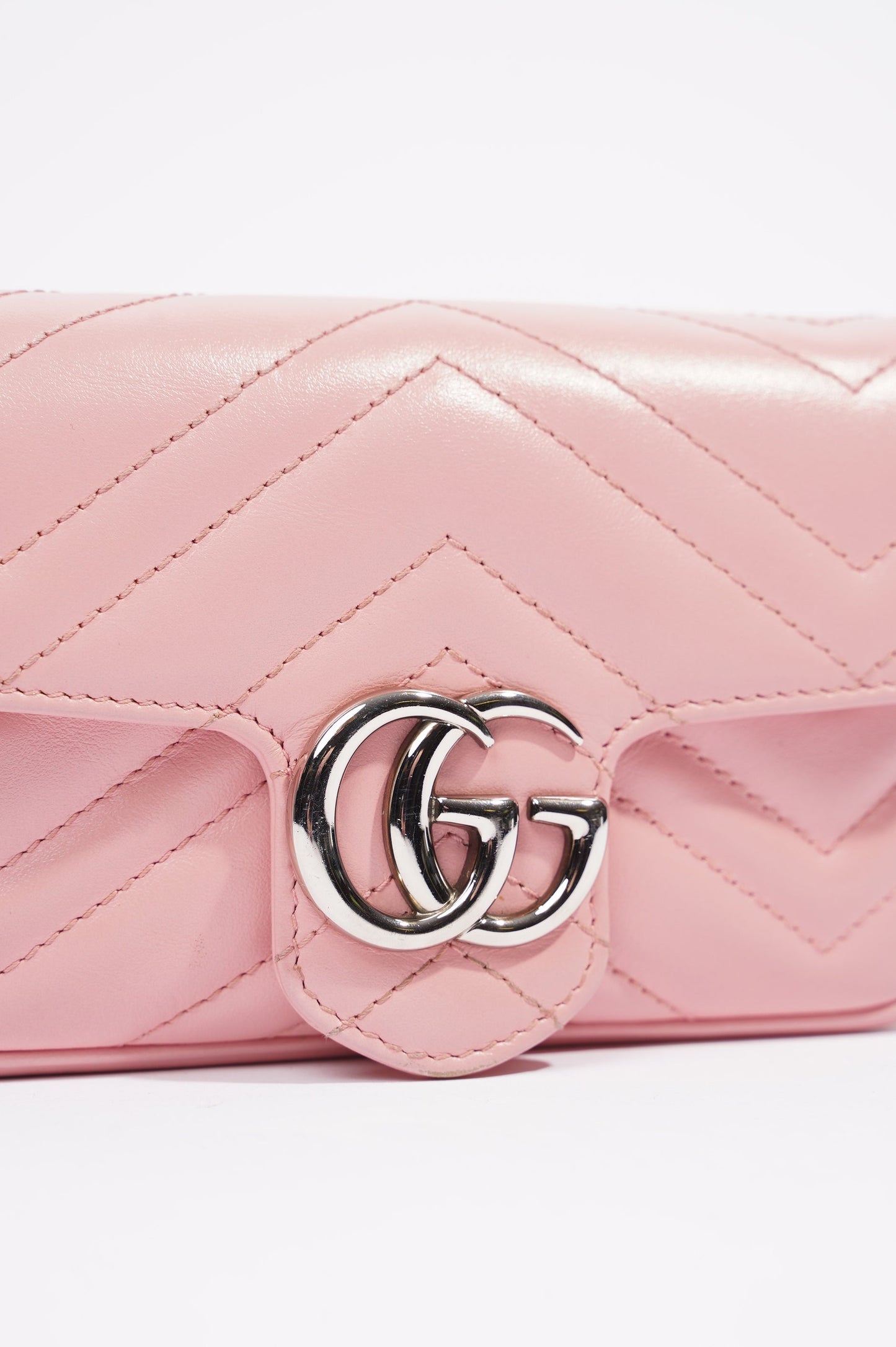 Gucci Womens Marmont Flap Pink / Silver Super Mini