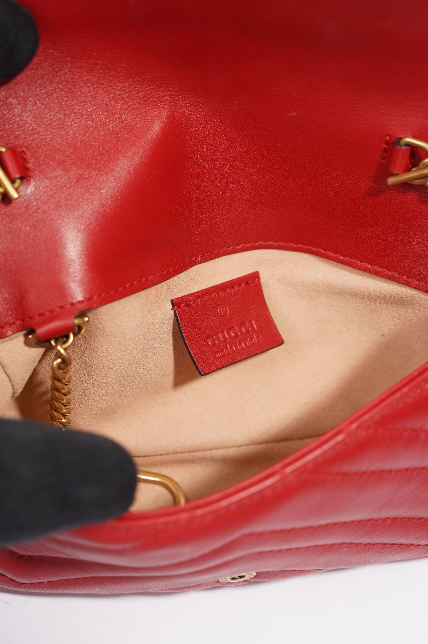 Gucci Womens Marmont Flap Red / Gold Super Mini
