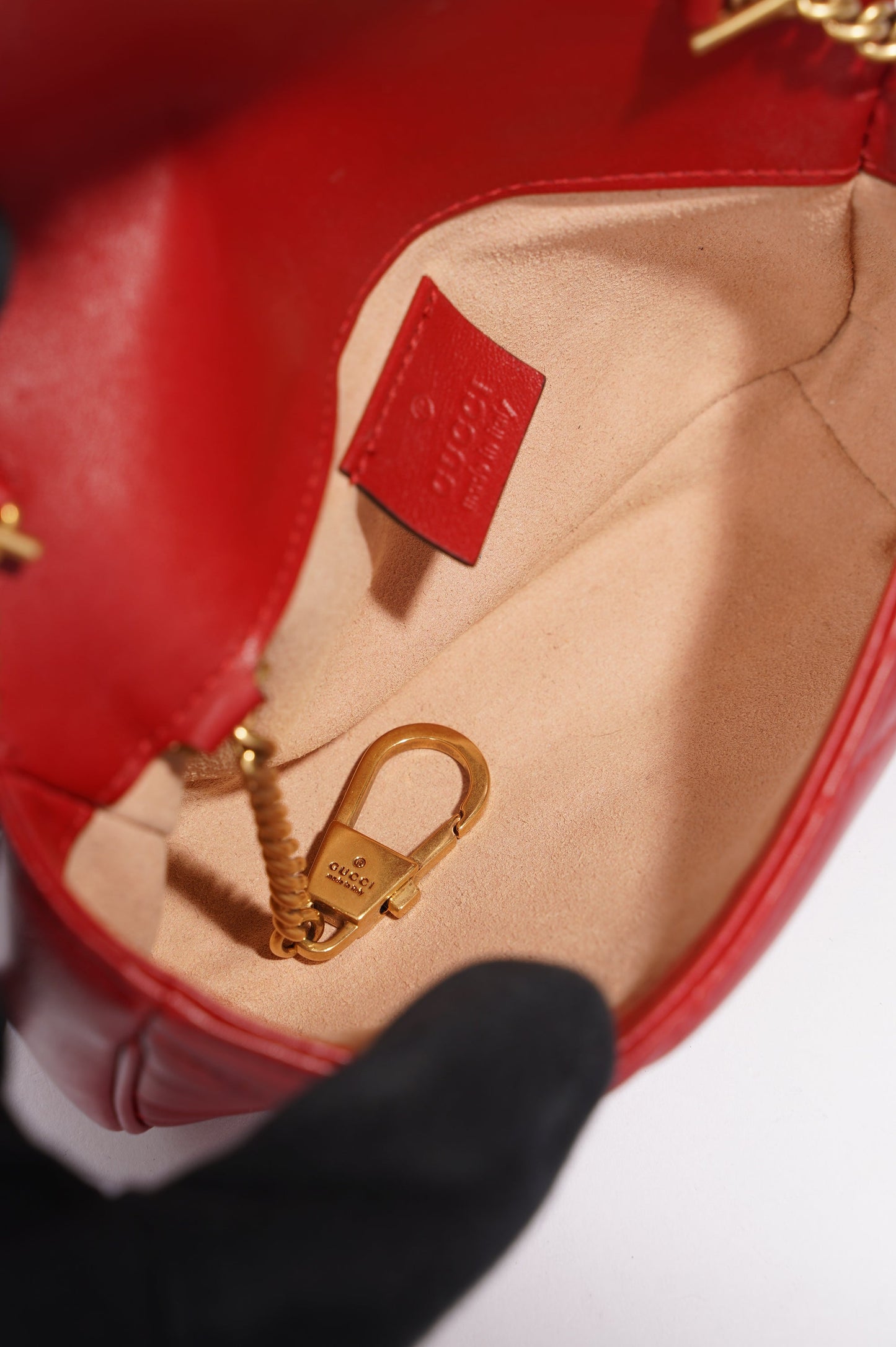 Gucci Womens Marmont Flap Red / Gold Super Mini