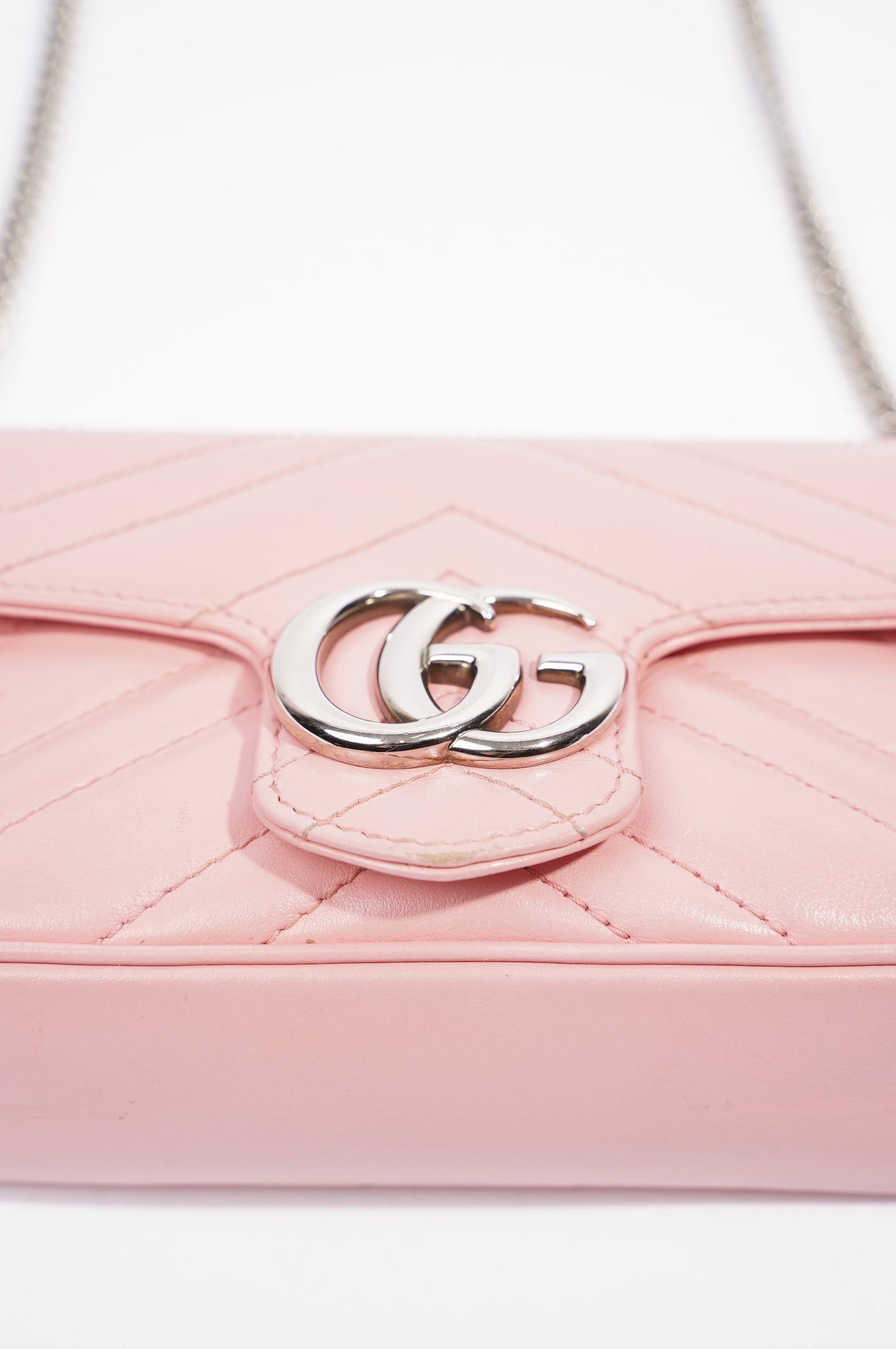 Gucci Womens Marmont Flap Pink / Silver Super Mini