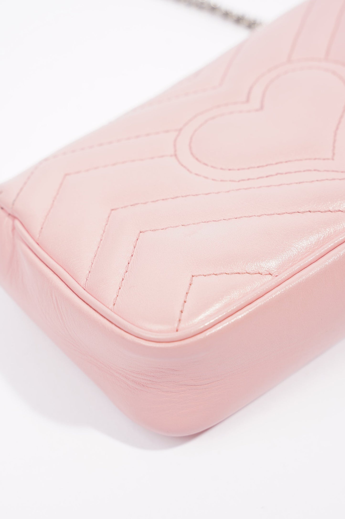 Gucci Womens Marmont Flap Pink / Silver Super Mini