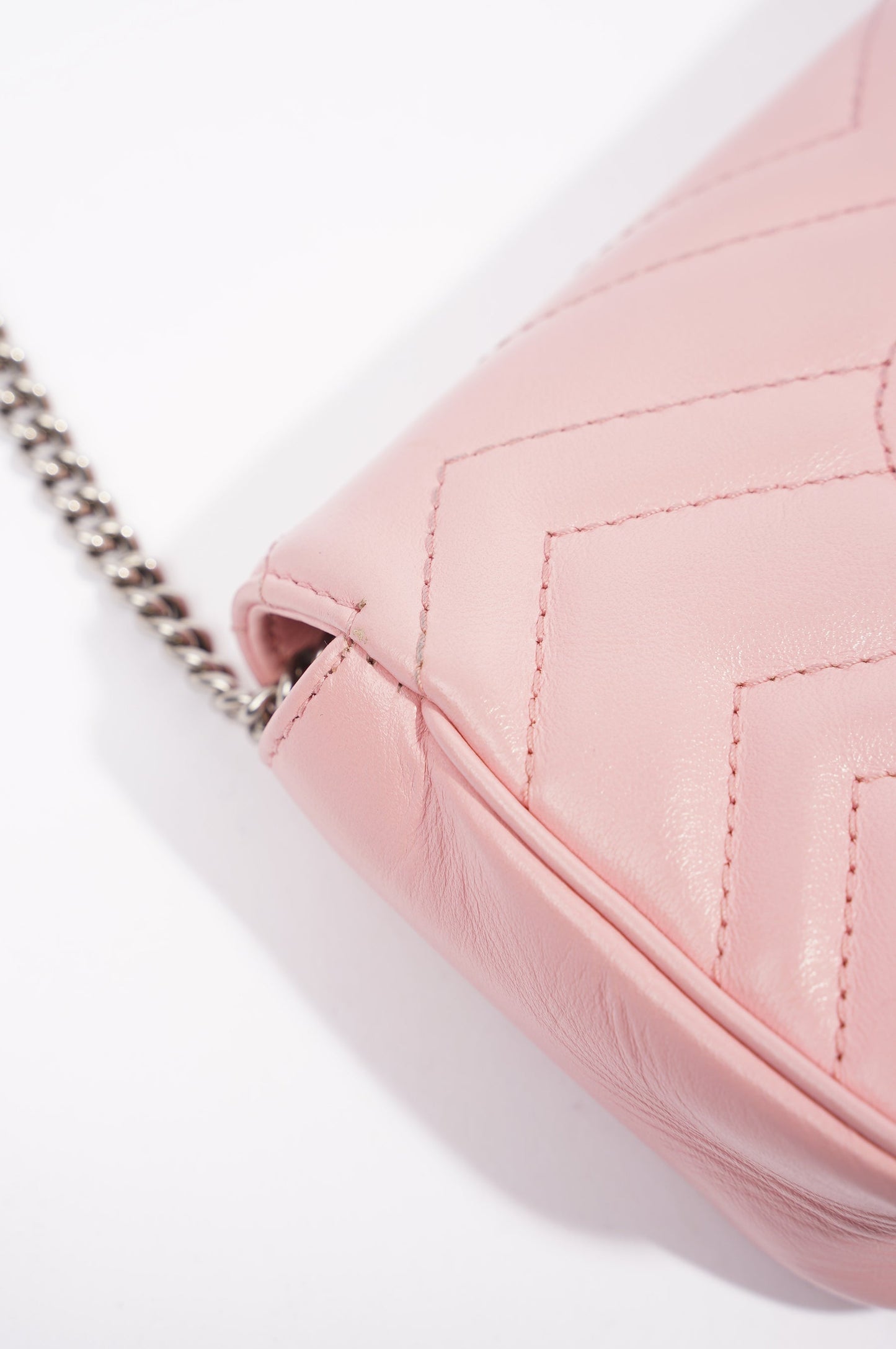 Gucci Womens Marmont Flap Pink / Silver Super Mini