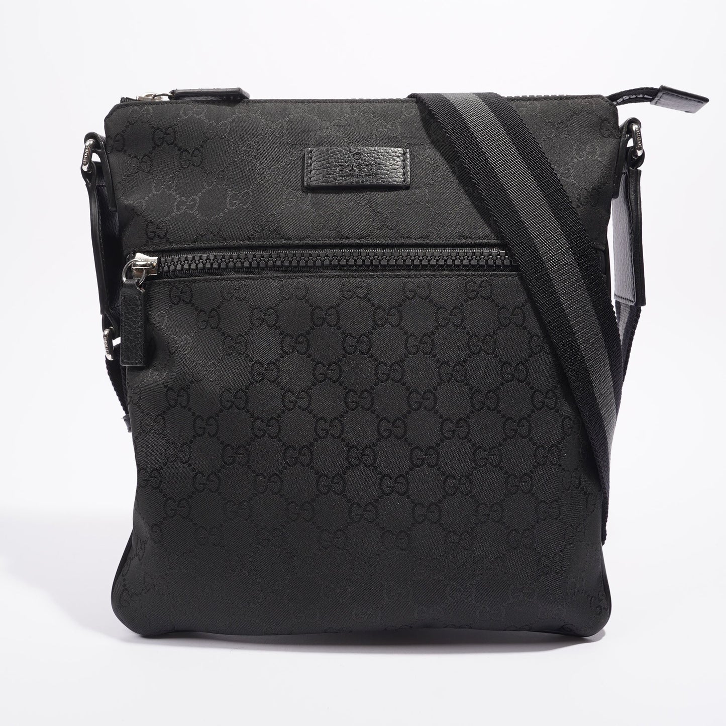 Gucci Mens GG Messenger Crossbody Black Nylon