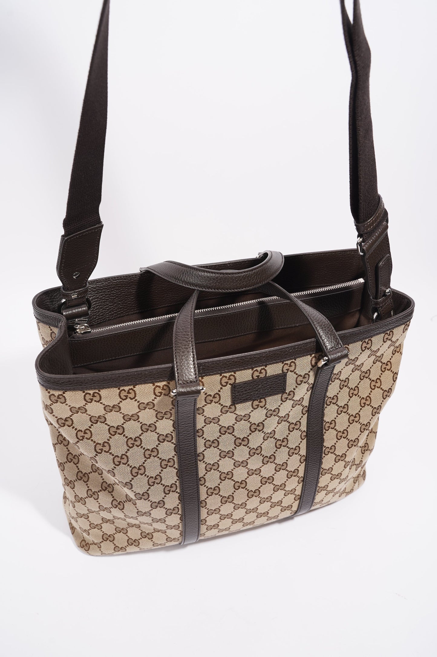 Gucci Womens GG Joy Tote Brown Canvas Large