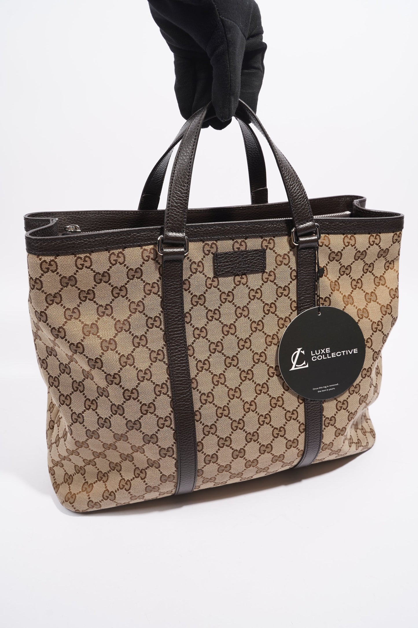 Gucci Womens GG Joy Tote Brown Canvas Large