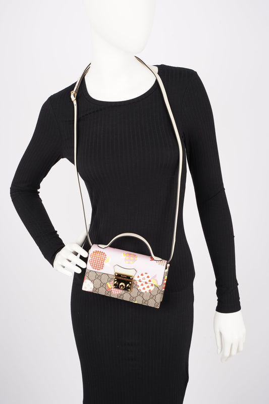 Gucci Womens Les Pommes Padlock Bag Multicoloured Canvas Mini