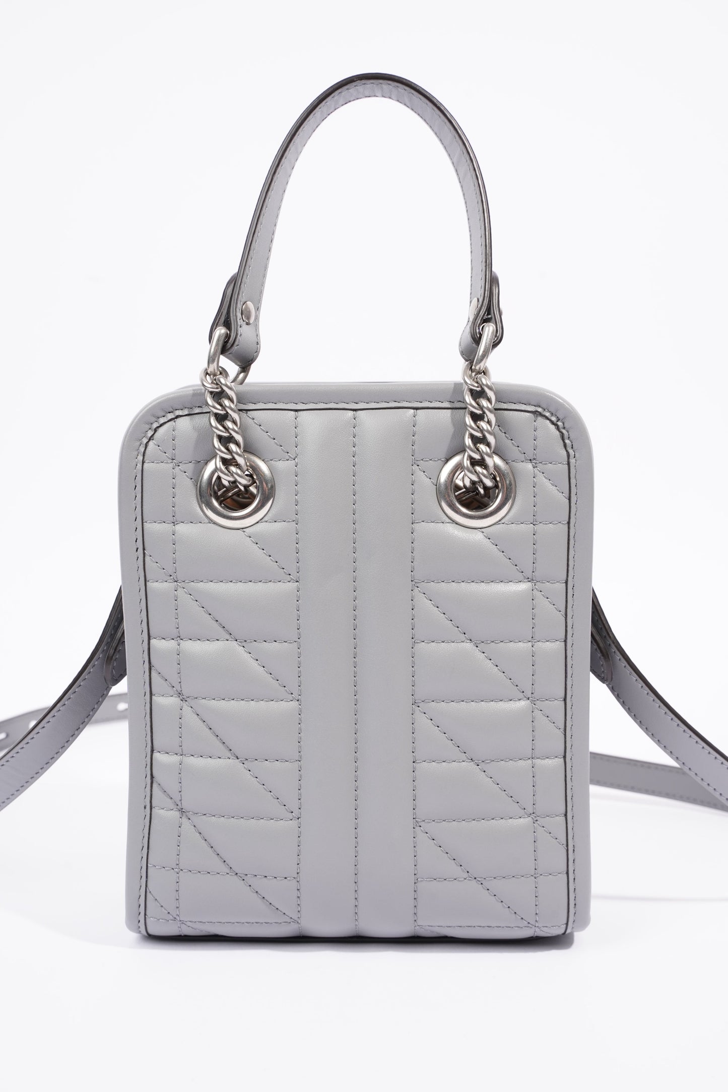 Gucci Womens GG Marmont Shoulder Bag Grey Leather Mini