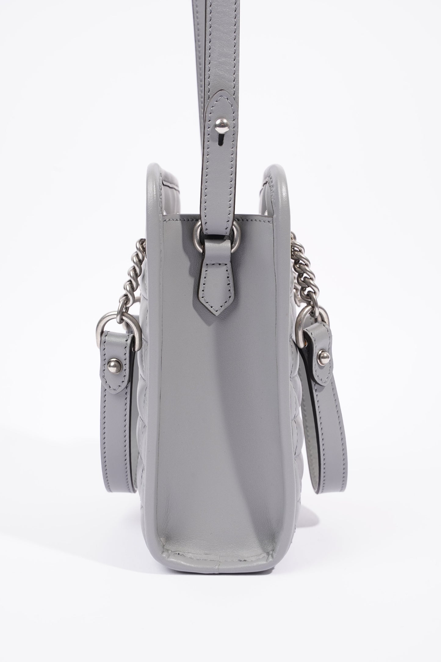 Gucci Womens GG Marmont Shoulder Bag Grey Leather Mini