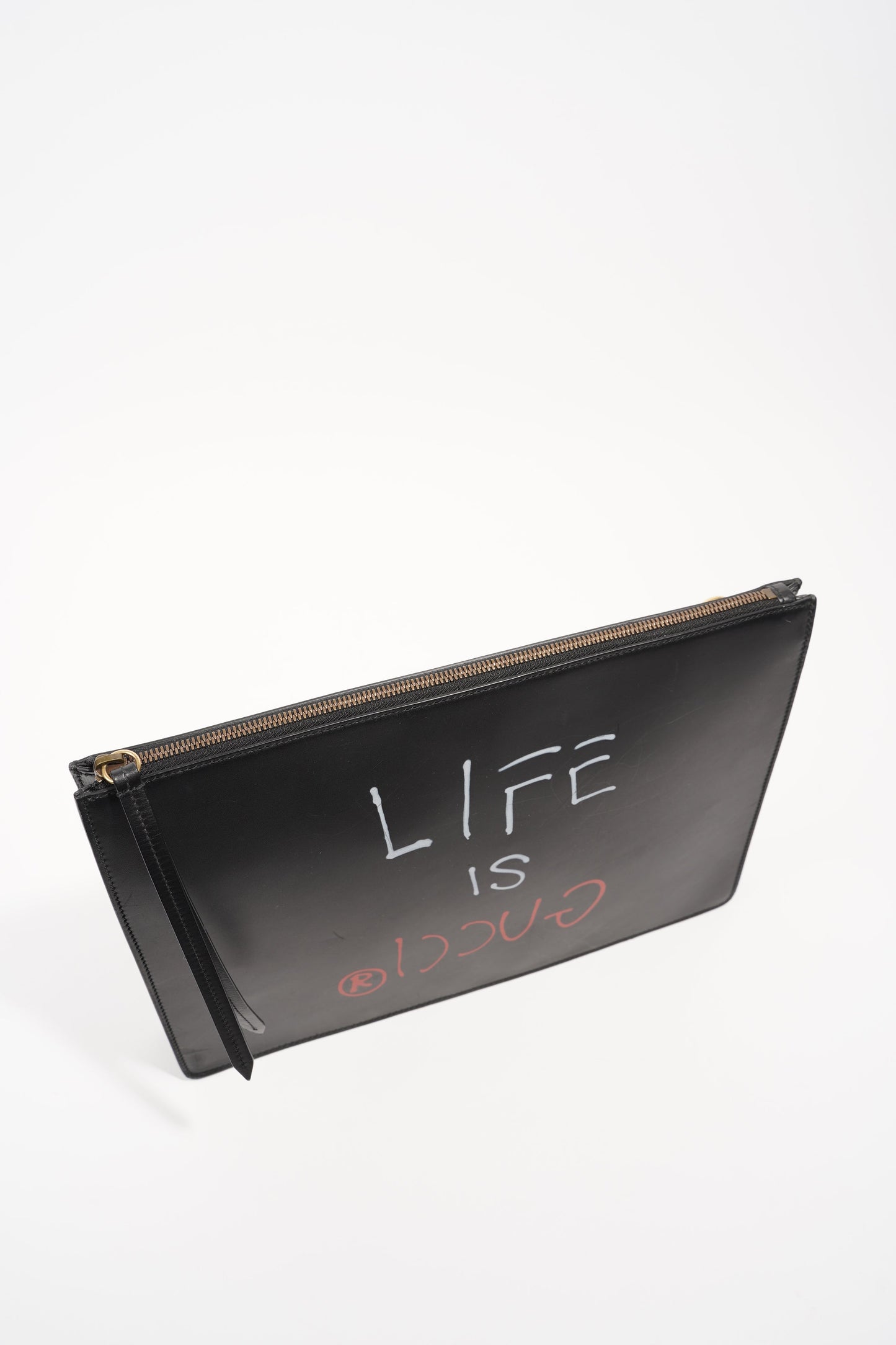 Gucci Womens Life Is Good Clutch With Strap Black