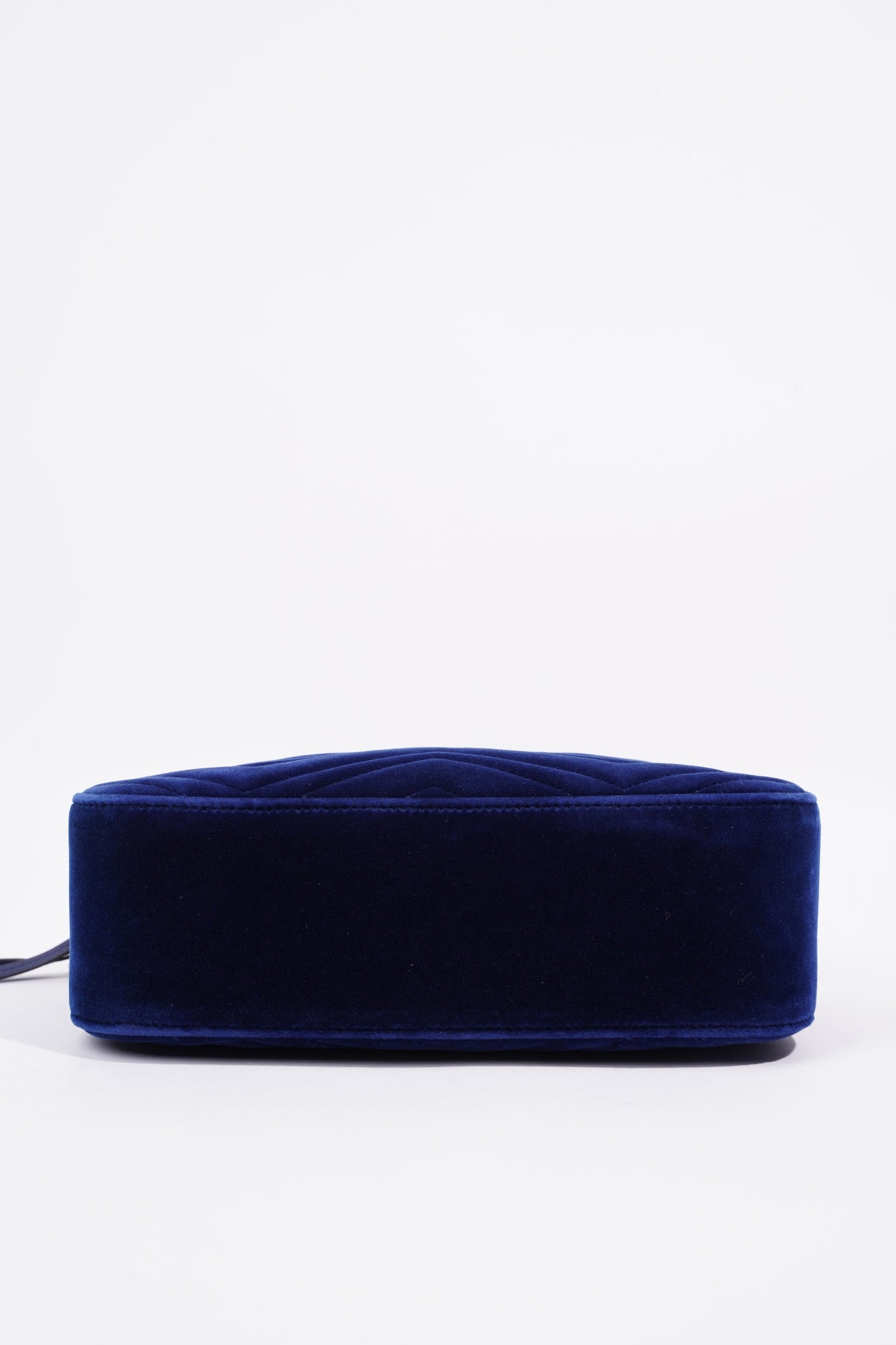 Gucci Womens Matelasse GG Marmont Bag Blue Velvet Small